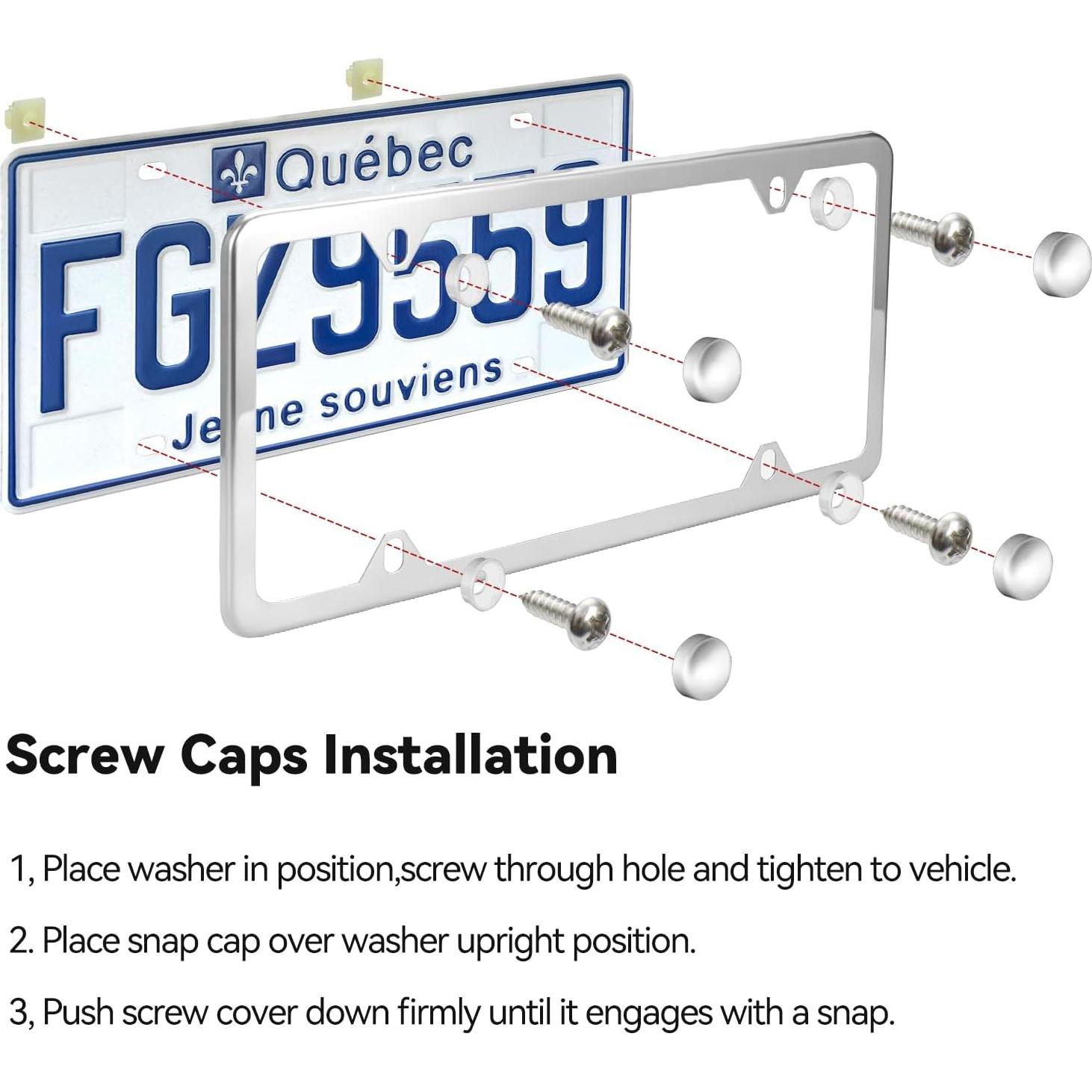 Marcos de Placa de Licencia Ohuhu Acero Inoxidable Plata 2 Pcs