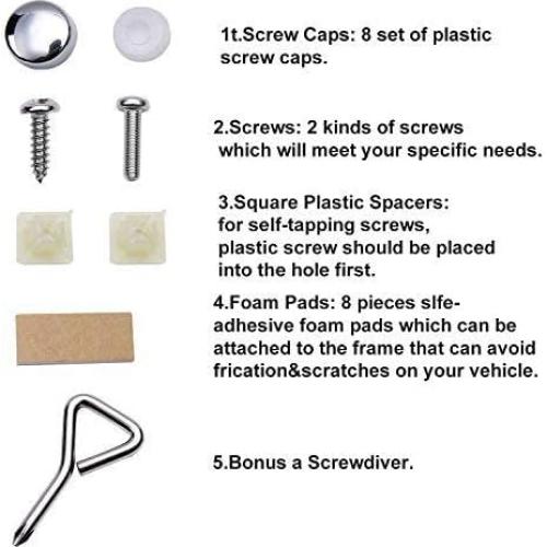 Marcos de Placa de Licencia Ohuhu Acero Inoxidable Plata 2 Pcs