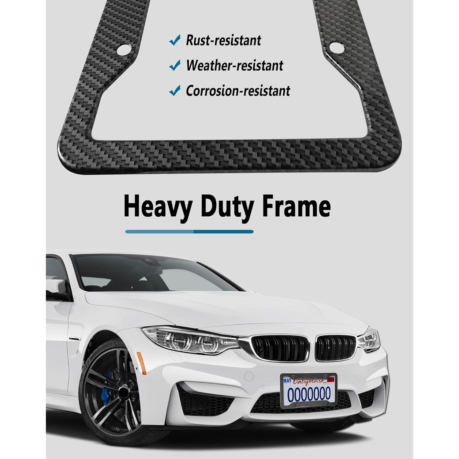 Marcos de Placas de Licencia ZXFOOG de Aluminio Carbono - 2 Pzas