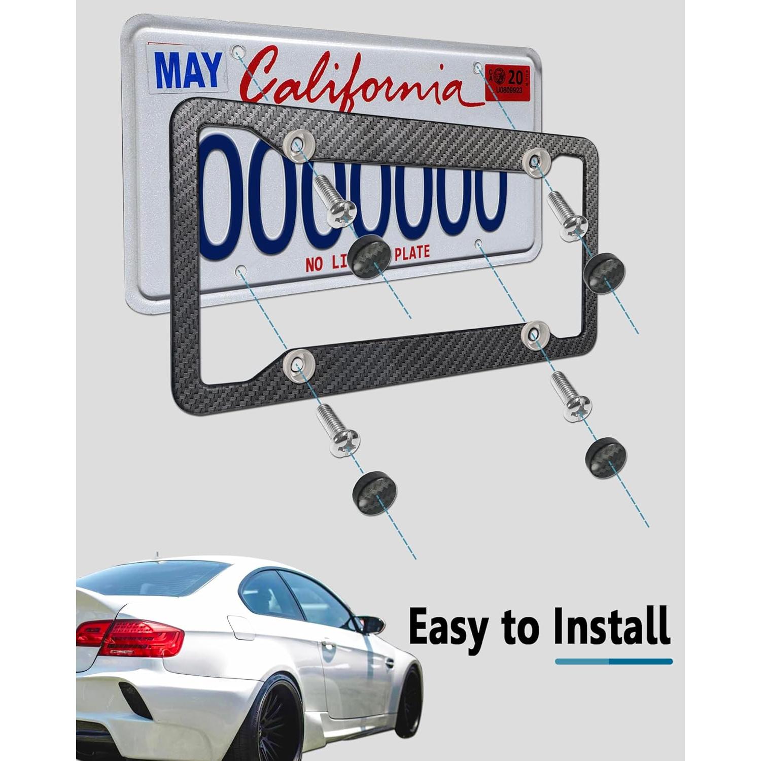 Marcos de Placas de Licencia ZXFOOG de Aluminio Carbono - 2 Pzas