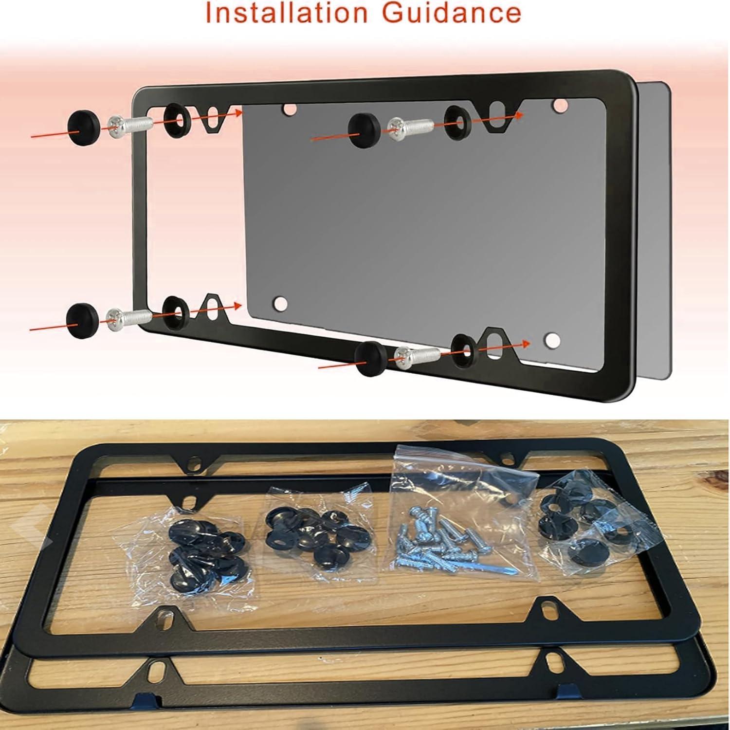 Marco de Placa de Licencia Indeed BUY Negro Acero Inoxidable 2 Pcs