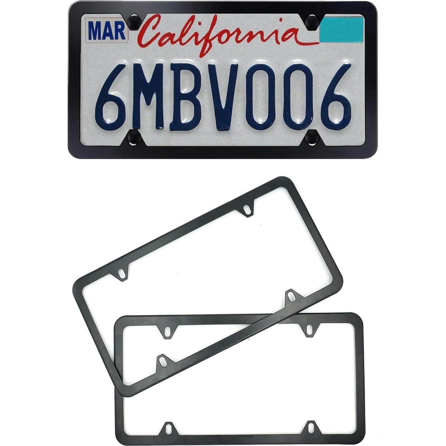 Marco de Placa de Licencia Indeed BUY Negro Acero Inoxidable 2 Pcs