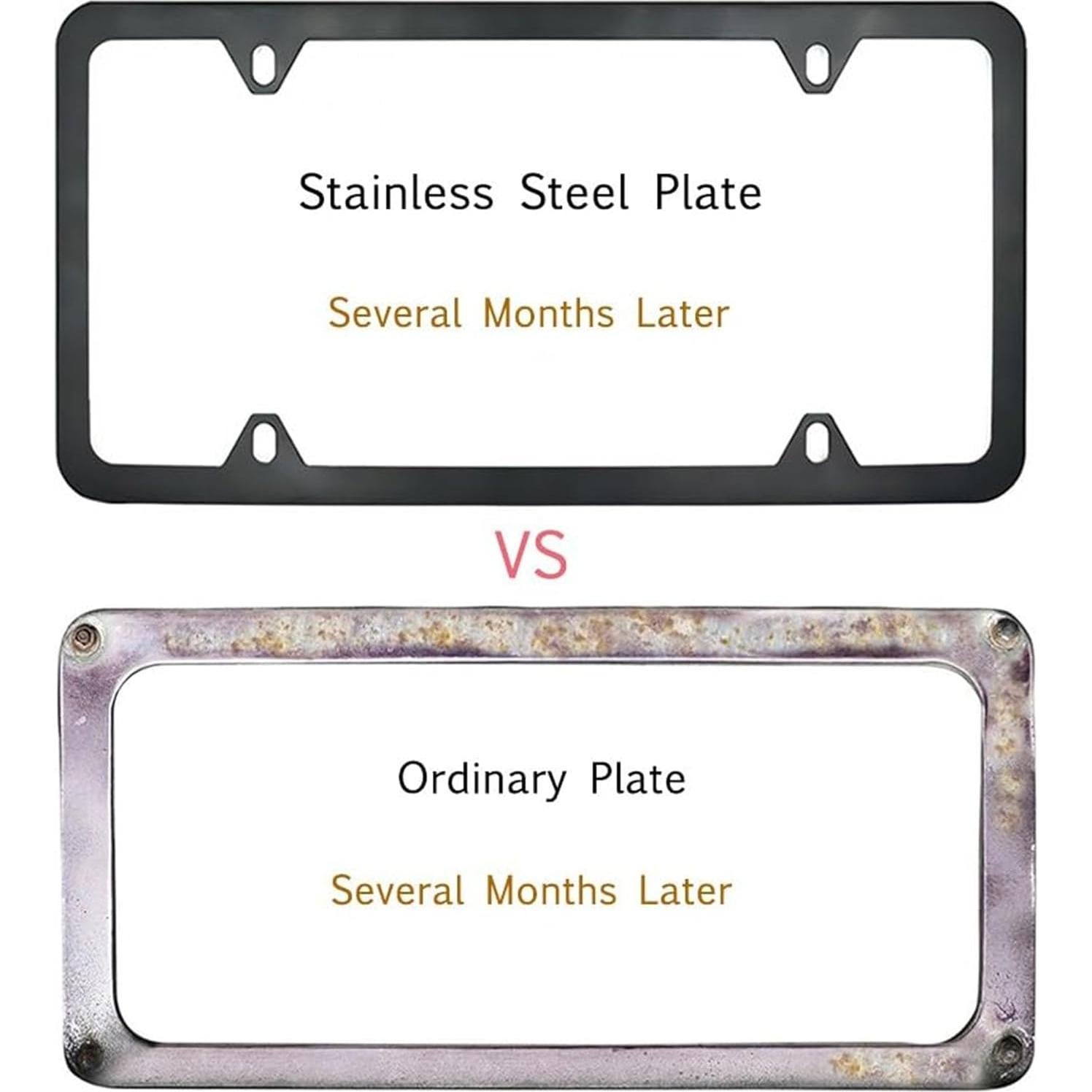 Marco de Placa de Licencia Indeed BUY Negro Acero Inoxidable 2 Pcs
