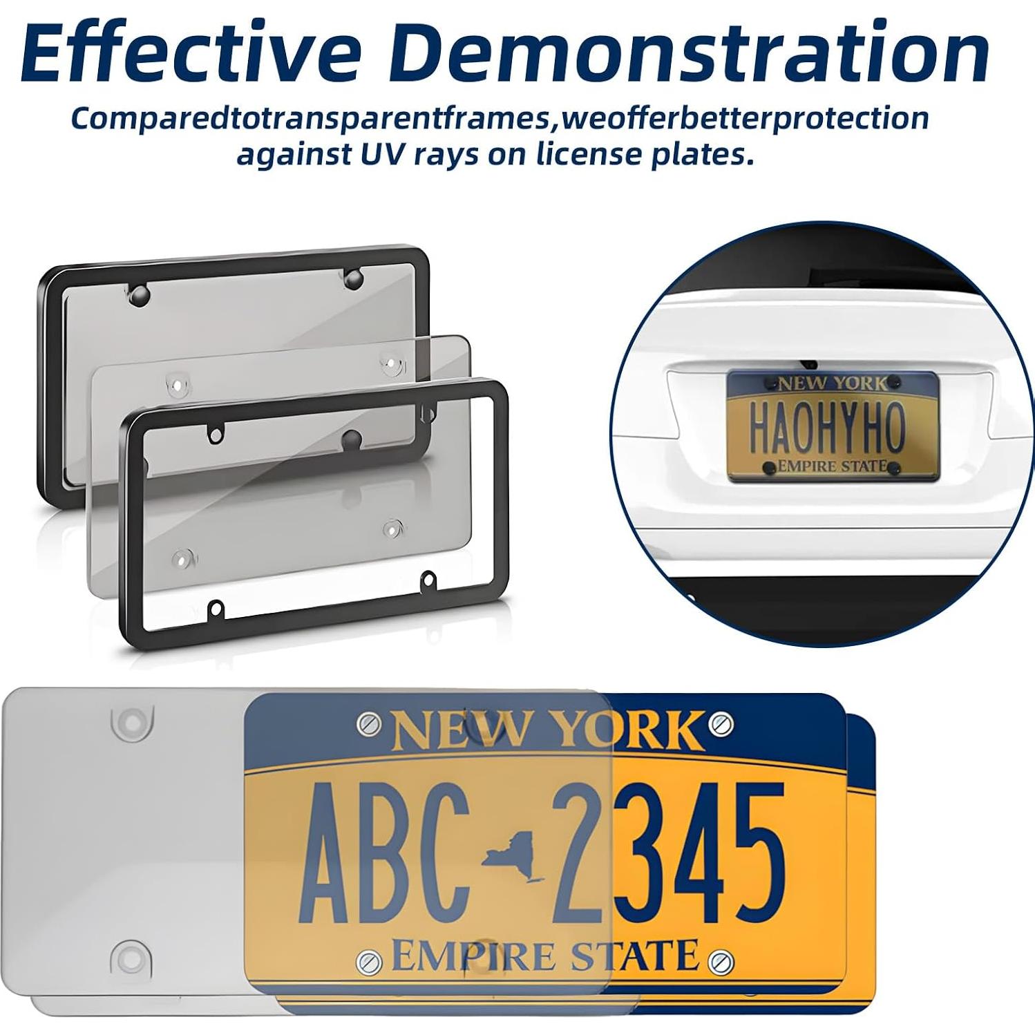 Cubierta de Placa de Licencia Negra SEARART Universal 2 Piezas