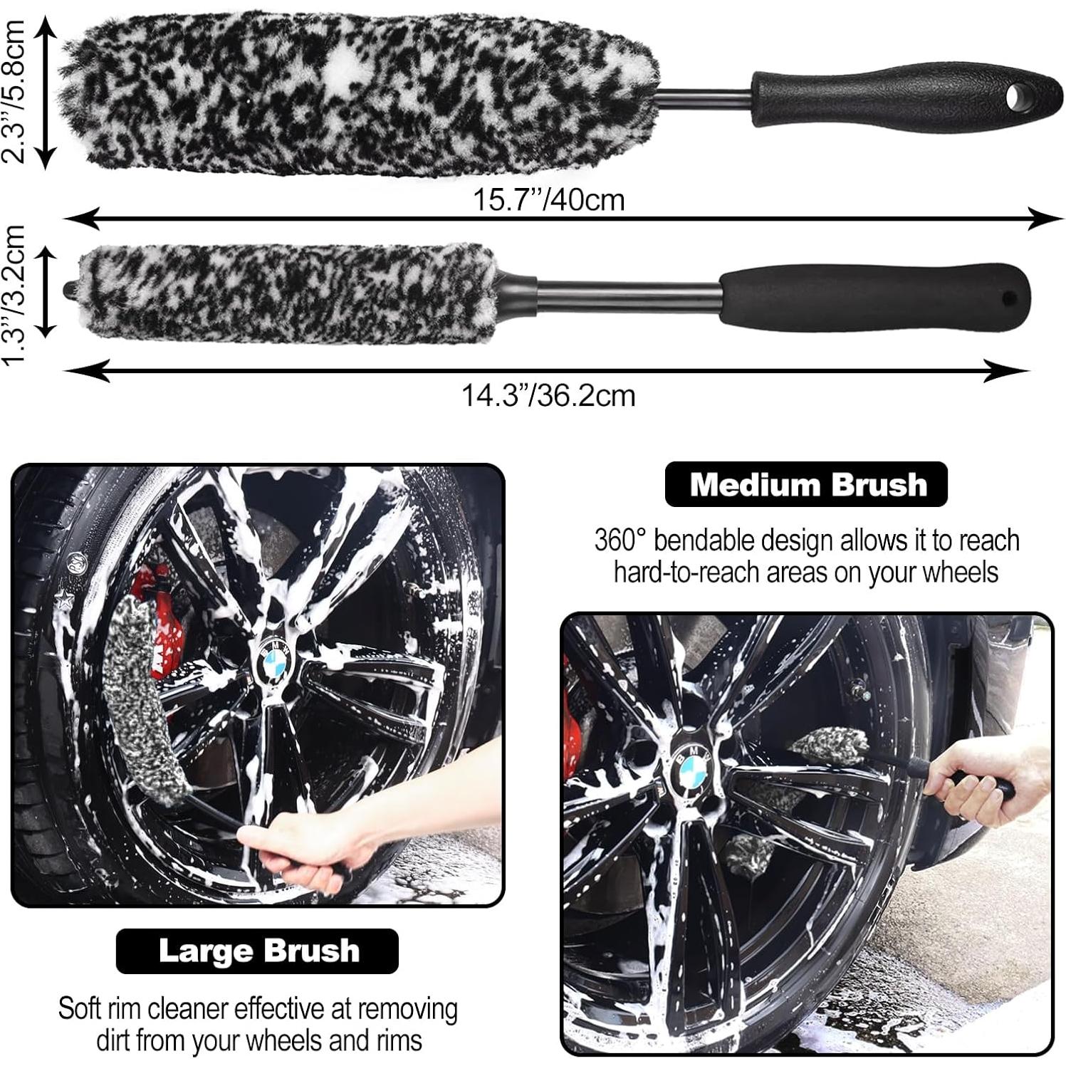 Kit de Cepillos Limpiadores de Ruedas NIKCOSMK WCB-3 Negro