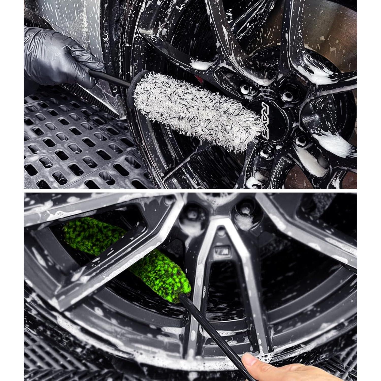 Kit de Limpieza de Ruedas YeewayVeh 4 Piezas Verde y Negro