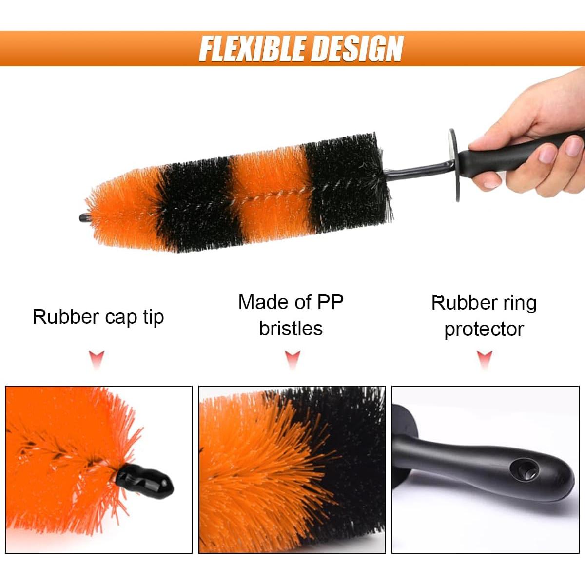 Cepillo para Ruedas de Coche SMILFUY 42 cm Naranja y Negro