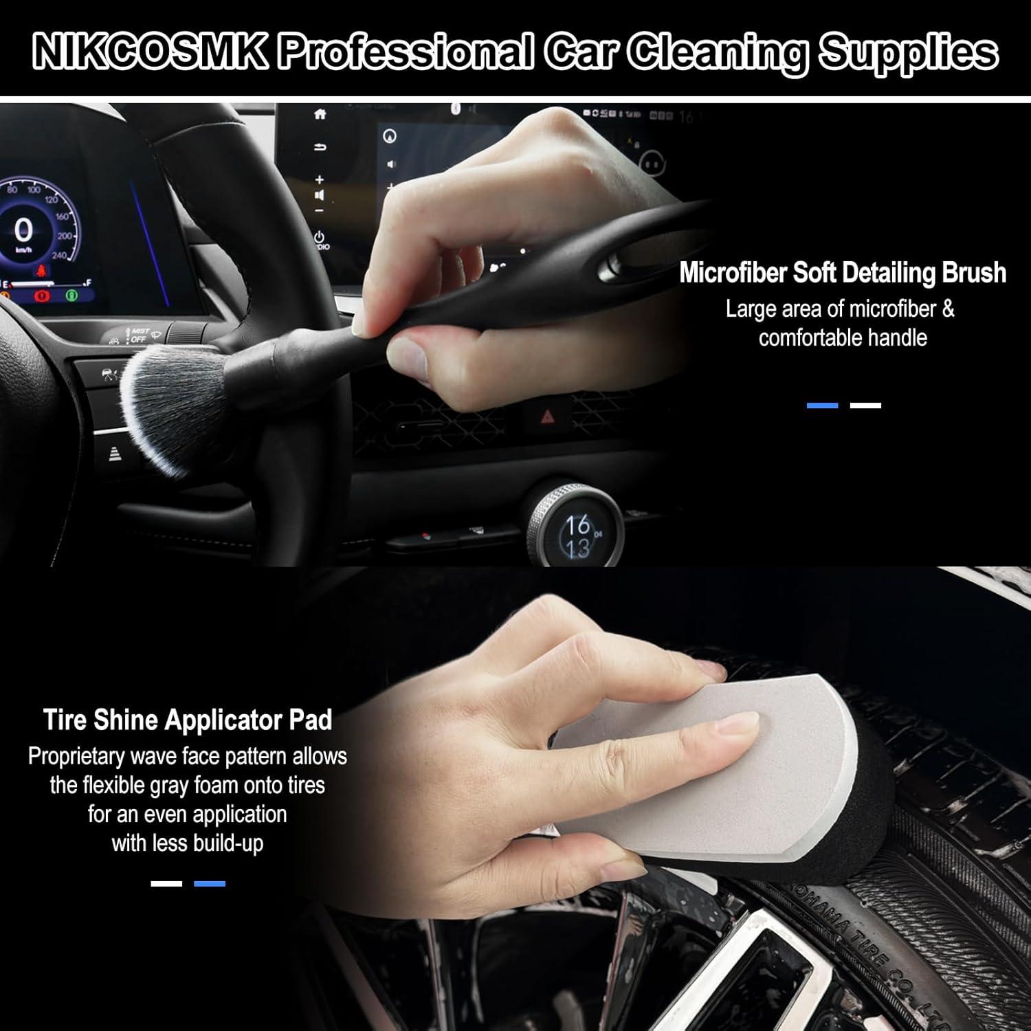 Kit de Limpieza para Autos NIKCOSMK 9 Piezas Microfibra