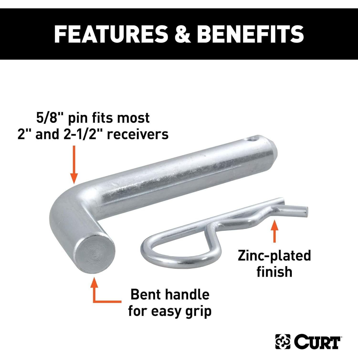 Pasador y Clip de Enganche CURT 21580 5/8" Zinc Claro