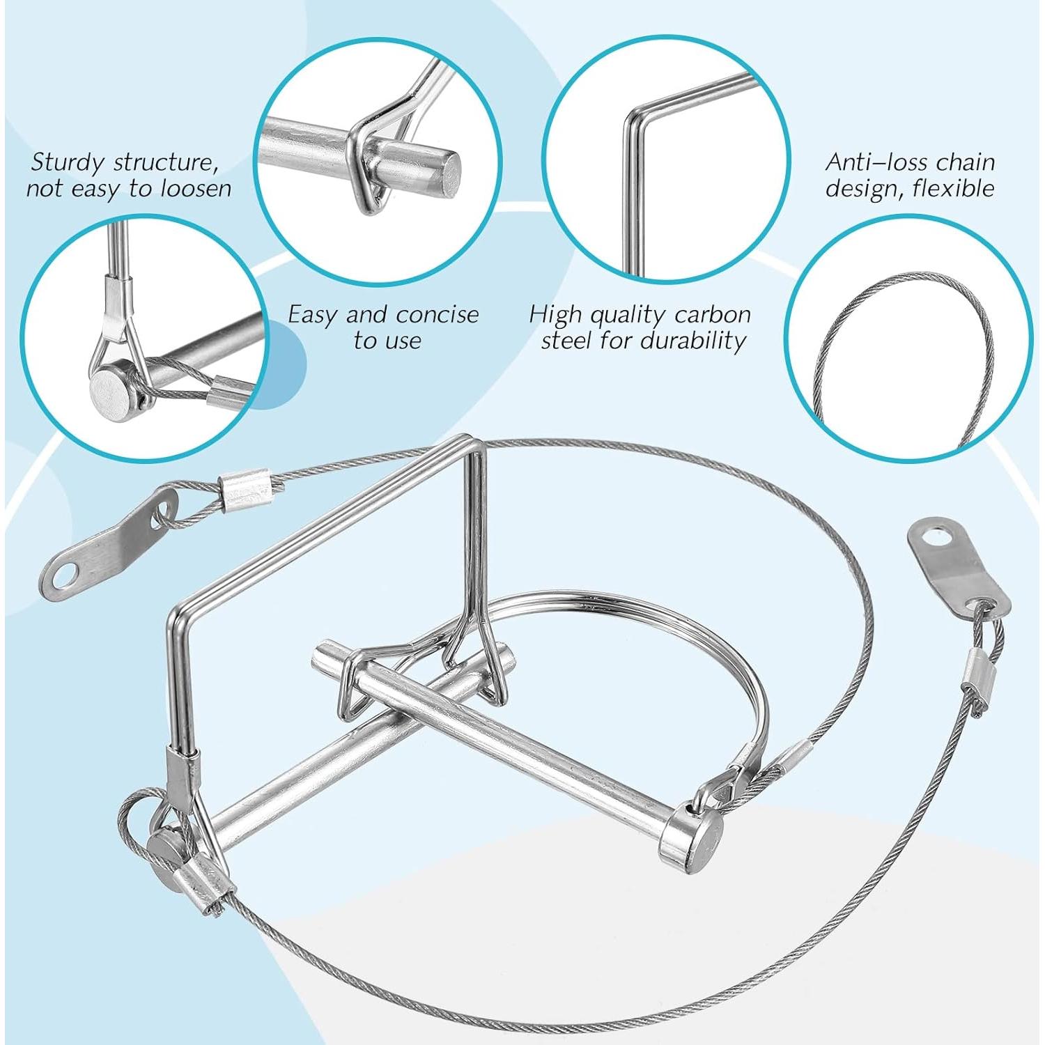 Pasadores de Acoplador de Remolque Umigy 10 Pcs Acero Plata