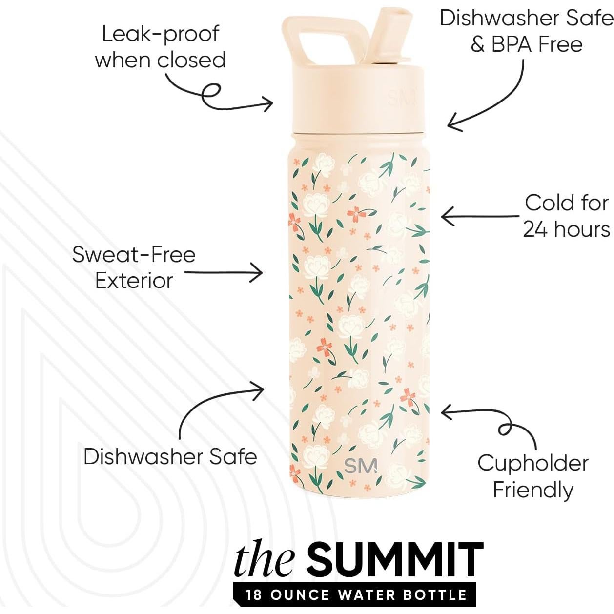 Botella de Agua Simple Modern 532ml Aislada Niños Floral