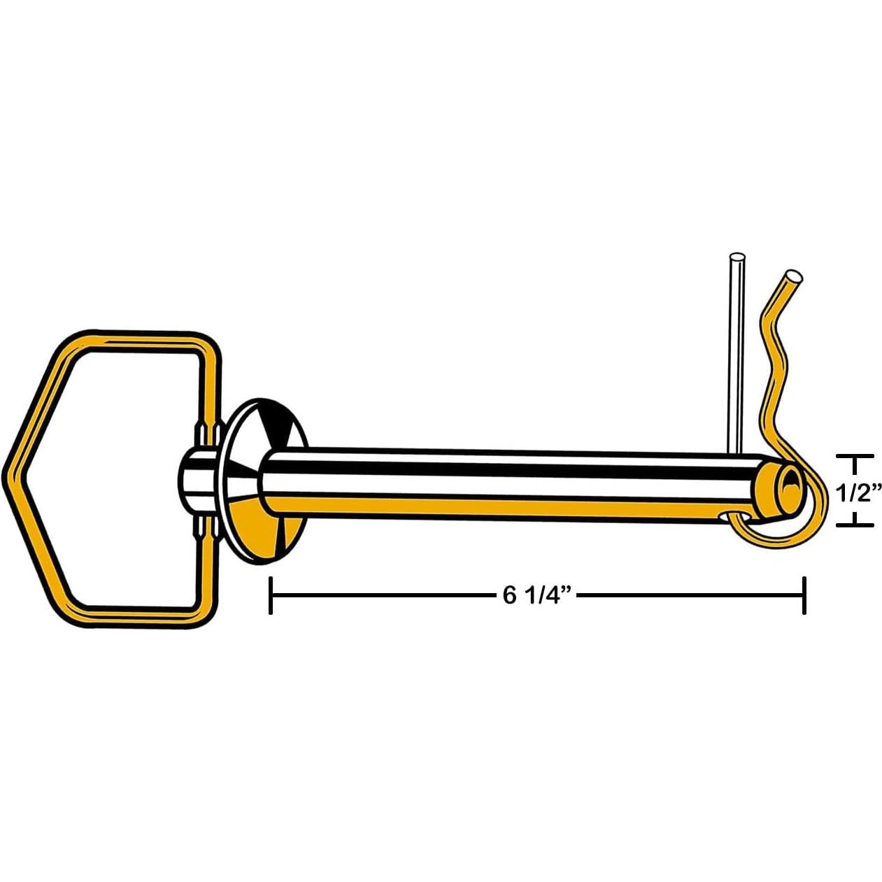 Pasador de Enganche Giratorio Hard-to-Find 1/2" x 15.88 cm Zinc Amarillo