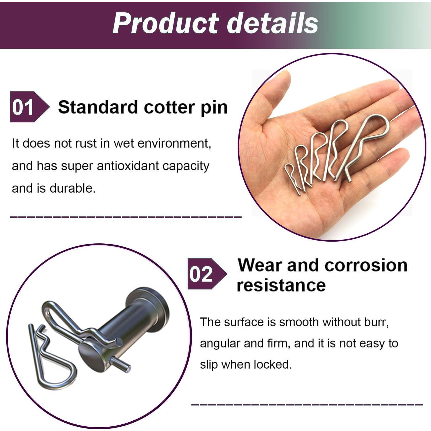 Kit de Clips de Pasador de Acero Inoxidable 80 Pcs 6 Tamaños