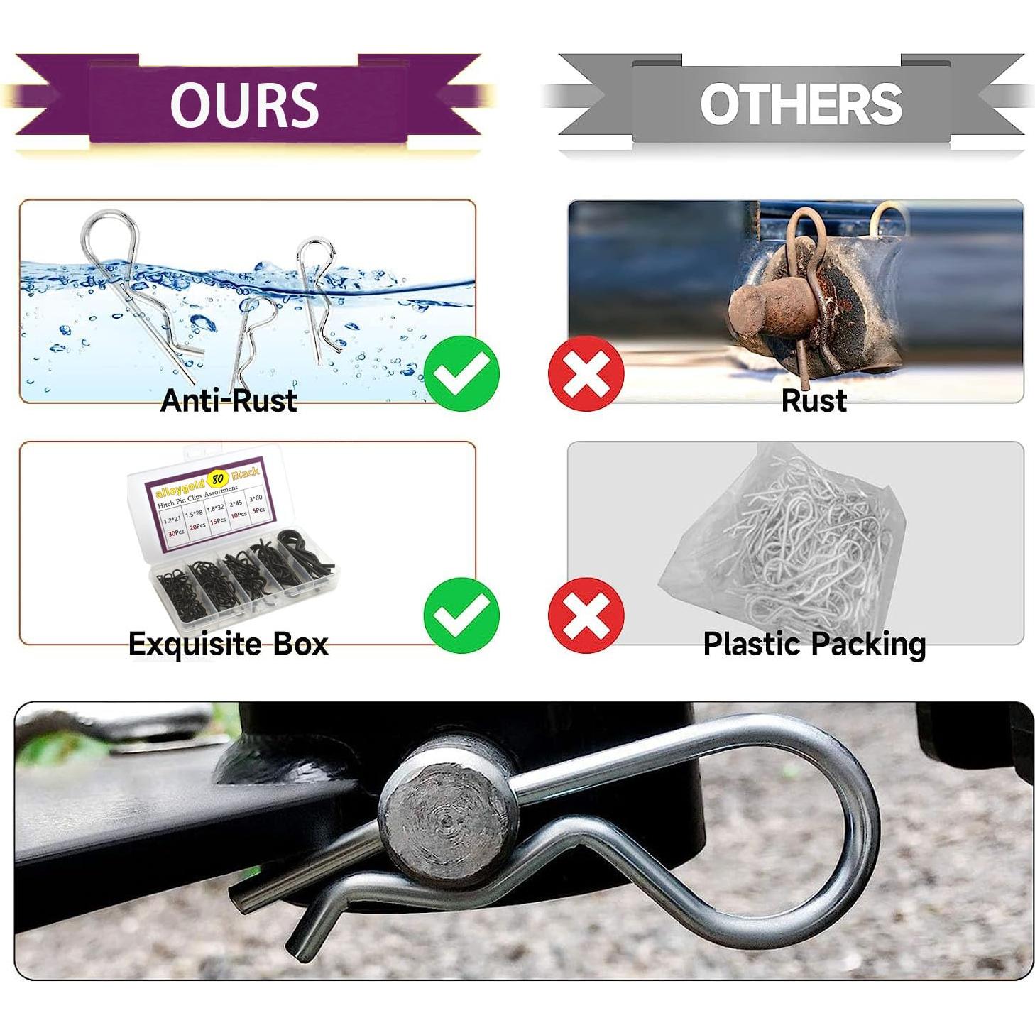 Kit de Clips de Pasador de Acero Inoxidable 80 Pcs 6 Tamaños