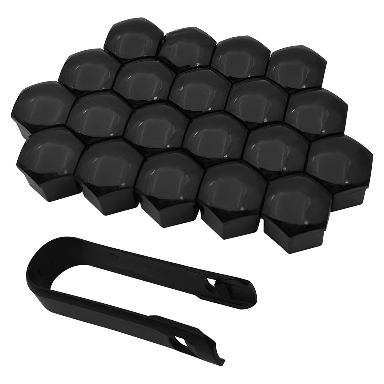 20 Cubiertas de Tuercas de Llantas Damwot 17mm Negro