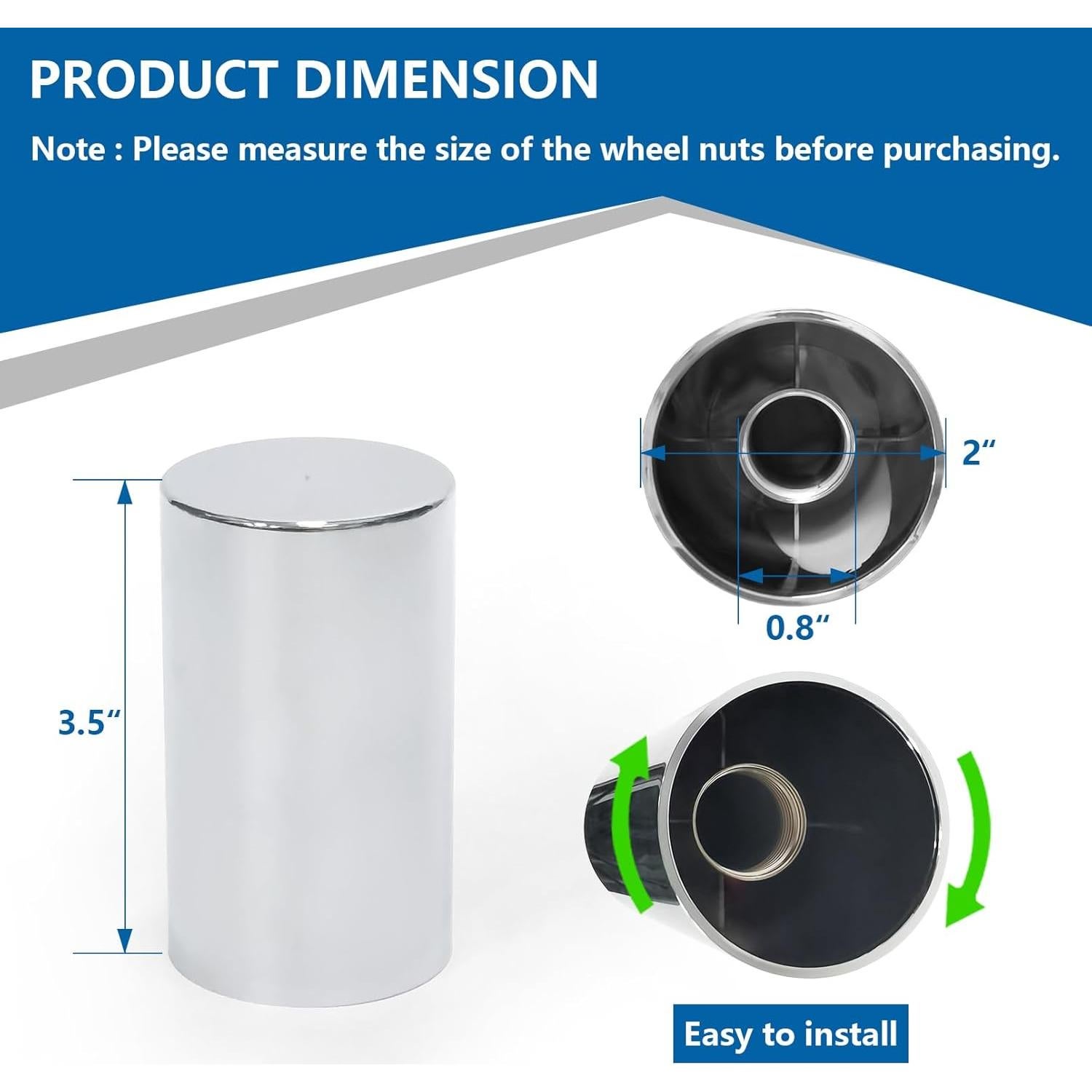 Paquete de 20 Cubiertas de Tuercas de Rueda Grandroad 33mm ABS