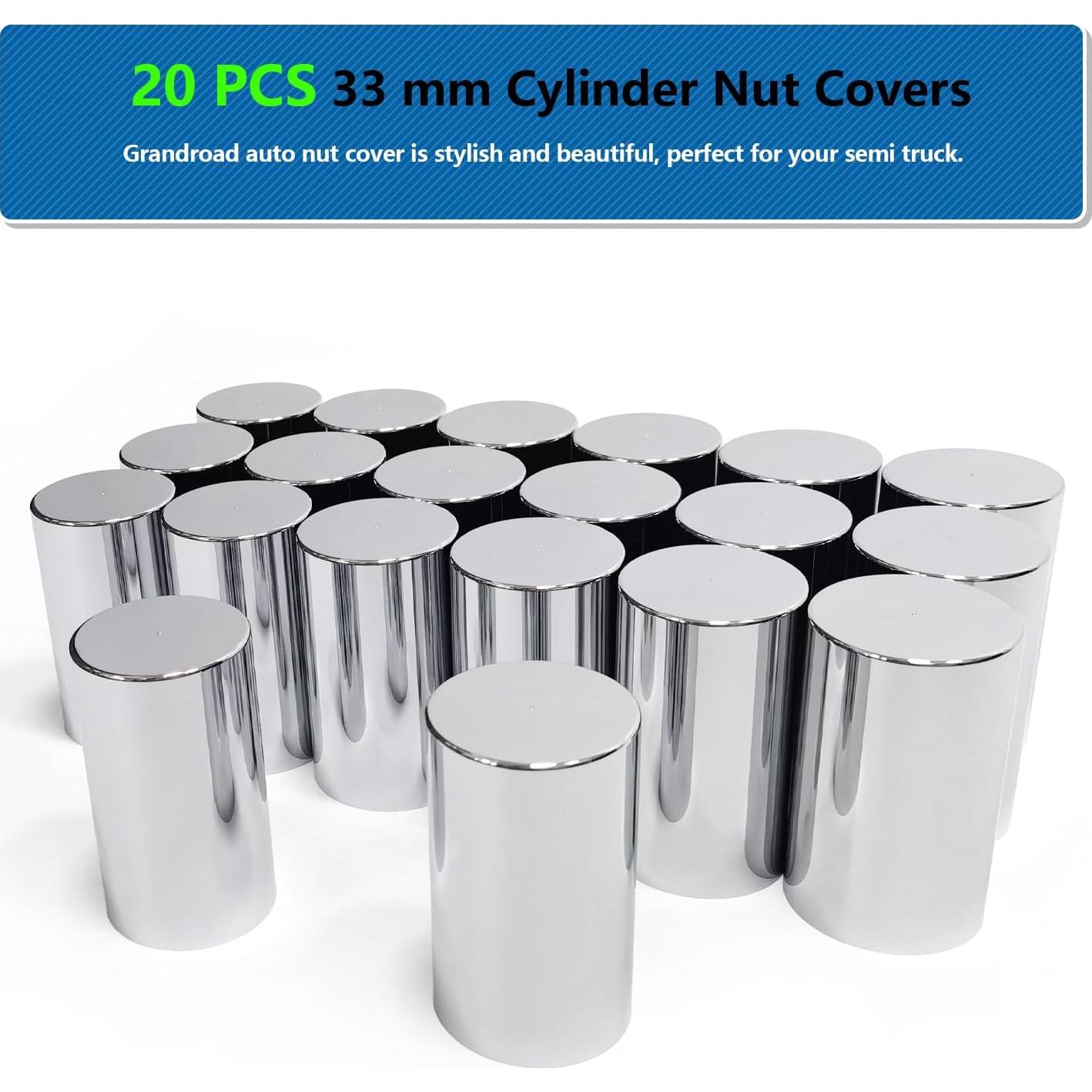 Paquete de 20 Cubiertas de Tuercas de Rueda Grandroad 33mm ABS