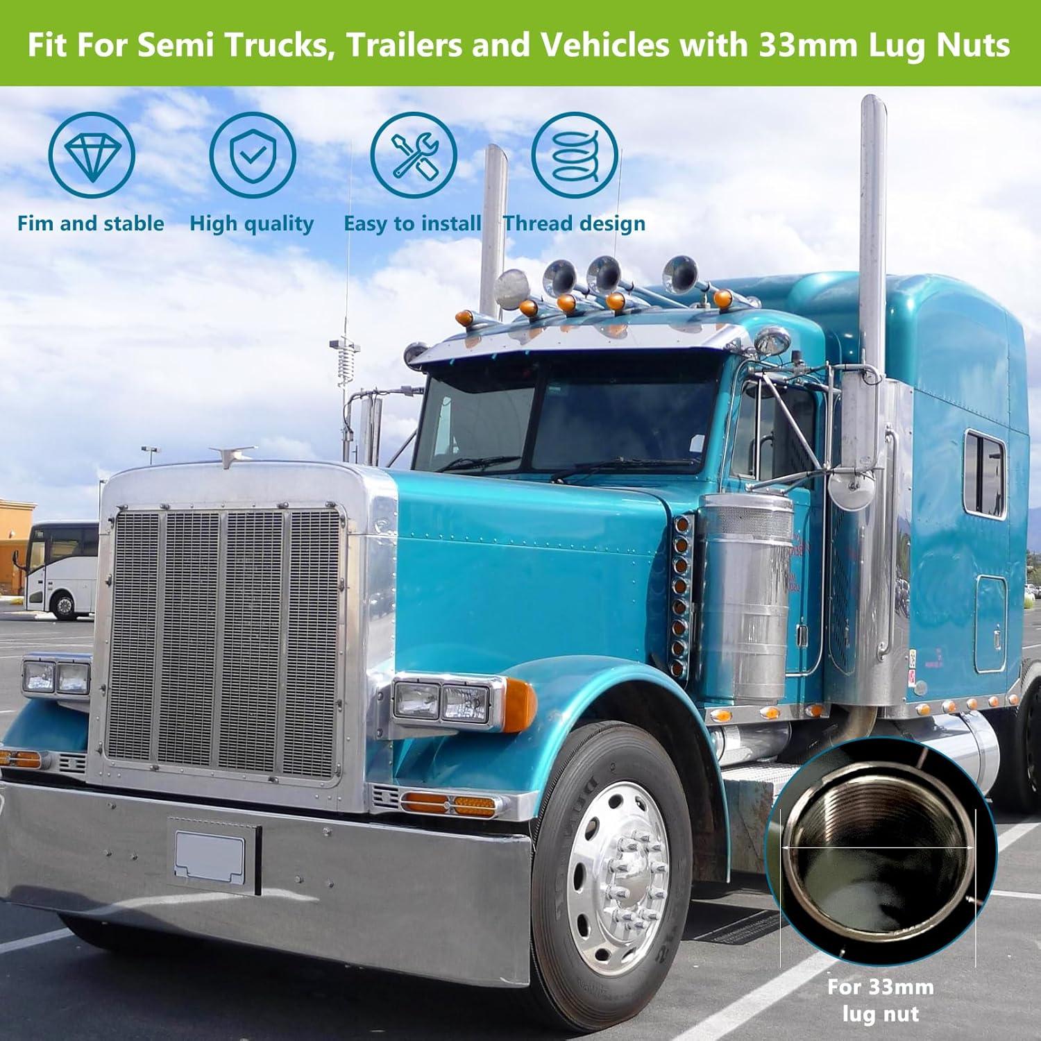 Paquete de 20 Cubiertas de Tuercas de Llantas Grandroad 33mm Cromo ABS