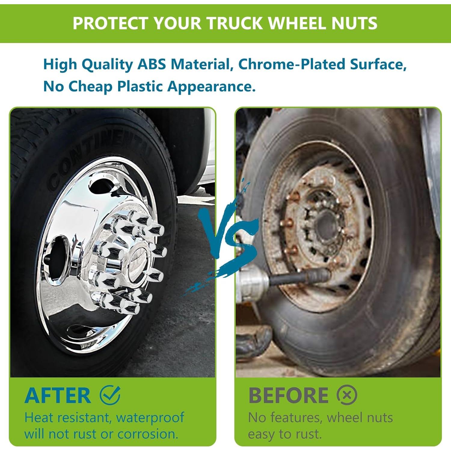 Paquete de 20 Cubiertas de Tuercas de Llantas Grandroad 33mm Cromo ABS