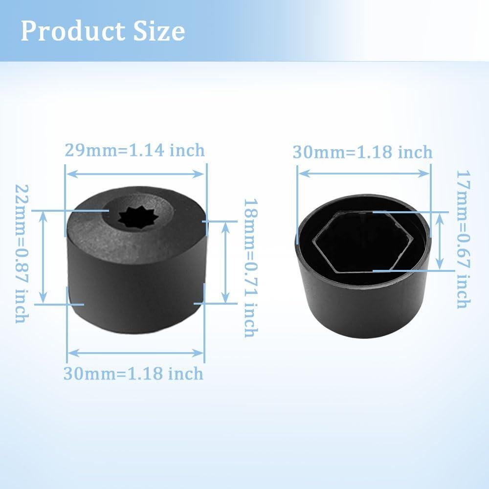 20 Cubiertas de Tuercas de Rueda + Herramienta Dkvudho 17mm
