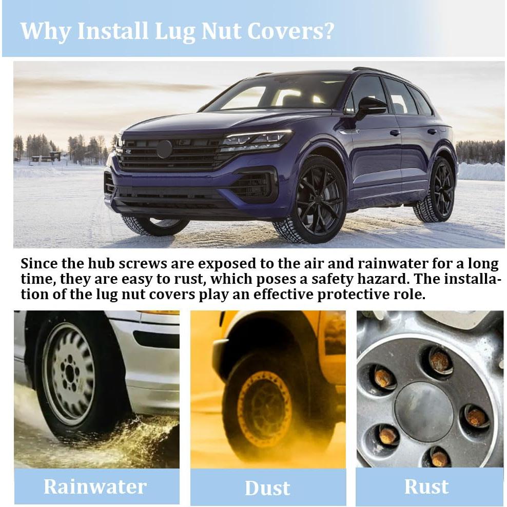 20 Cubiertas de Tuercas de Rueda + Herramienta Dkvudho 17mm