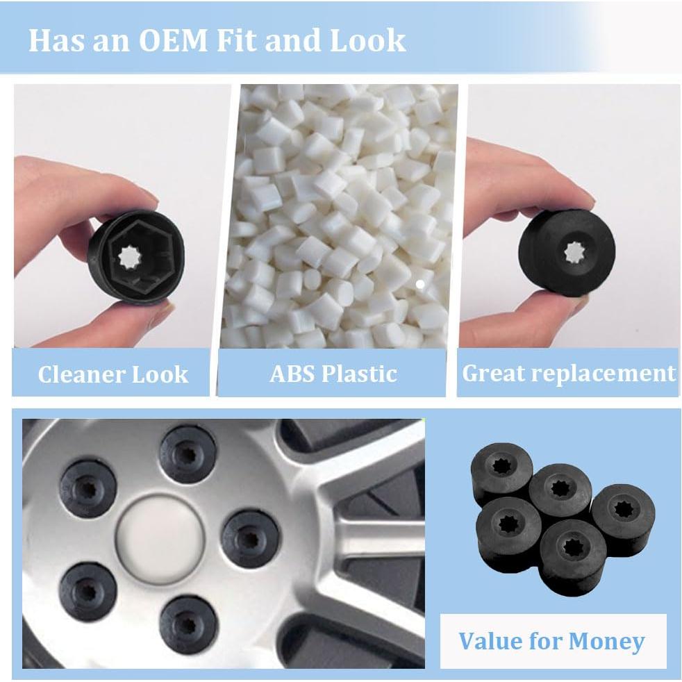 20 Cubiertas de Tuercas de Rueda + Herramienta Dkvudho 17mm