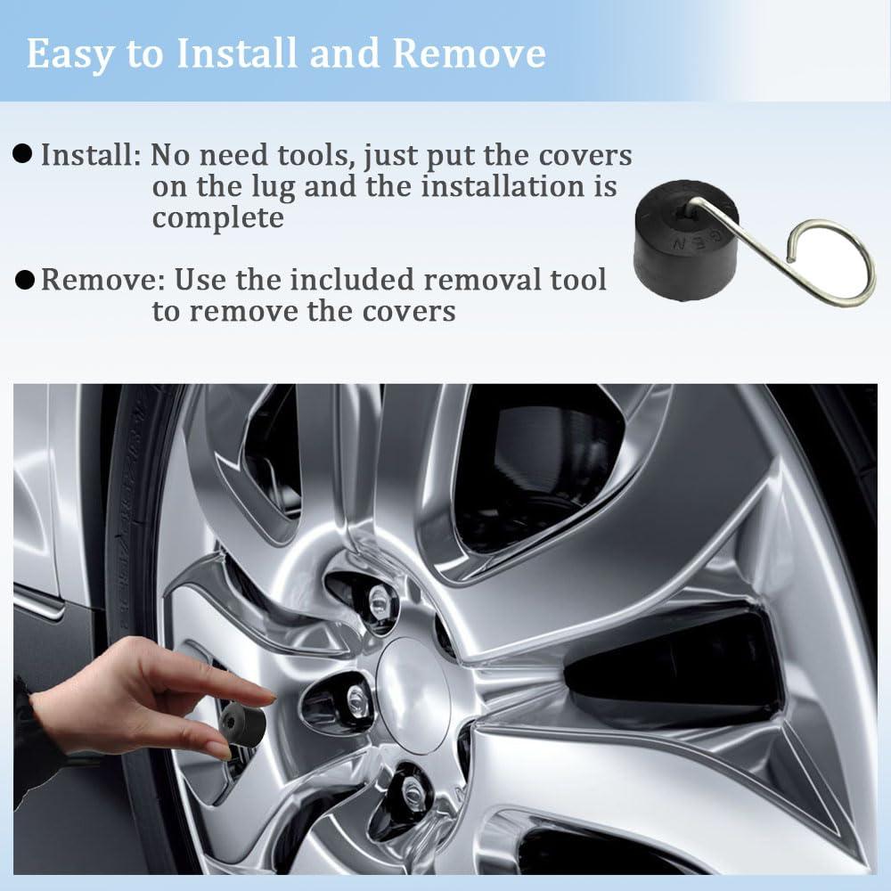 20 Cubiertas de Tuercas de Rueda + Herramienta Dkvudho 17mm