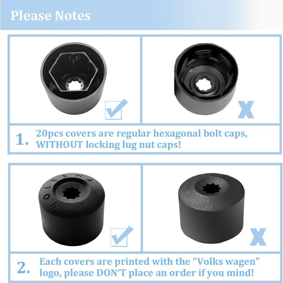 20 Cubiertas de Tuercas de Rueda + Herramienta Dkvudho 17mm