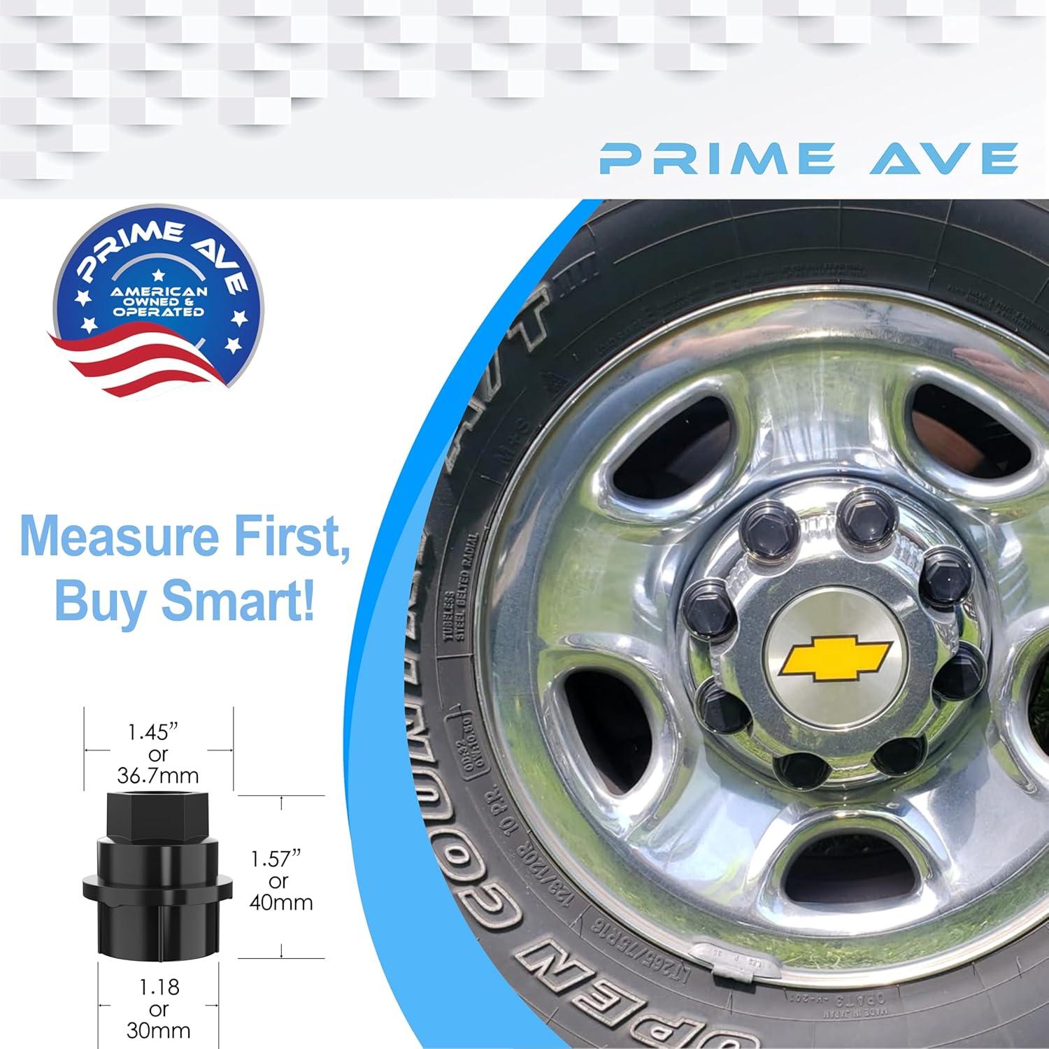 Cubiertas de Tapas de Tuercas de Rueda Negras Prime Ave - 6 Piezas