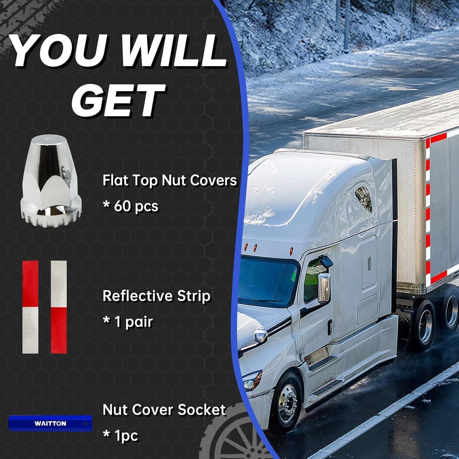 60 Cubiertas de Tuercas de Rueda Cromadas WAITTON 33mm para Camiones