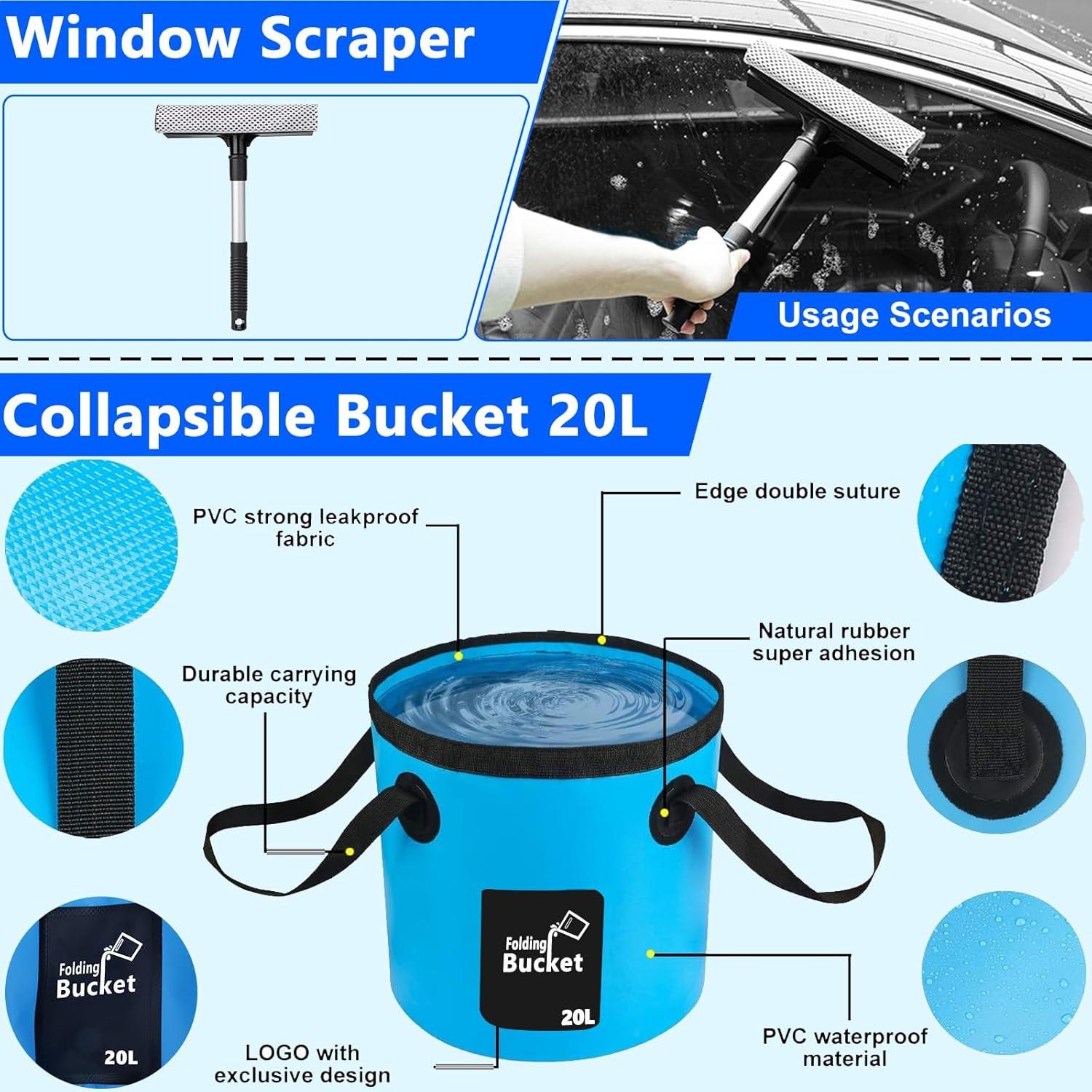 Kit de Lavado de Coche THINKWORK 33 Piezas Azul con Pistola de Espuma