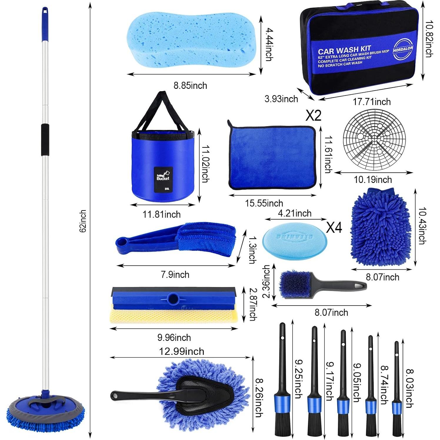 Kit de Lavado de Autos HORDALOR 21 Piezas con Cepillo 157 cm