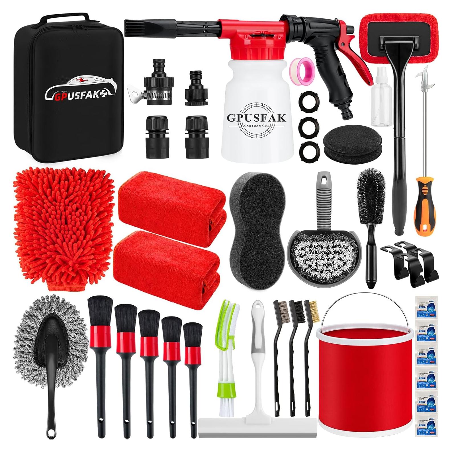 Kit de limpieza de coche 39 piezas GPUSFAK con pistola de espuma