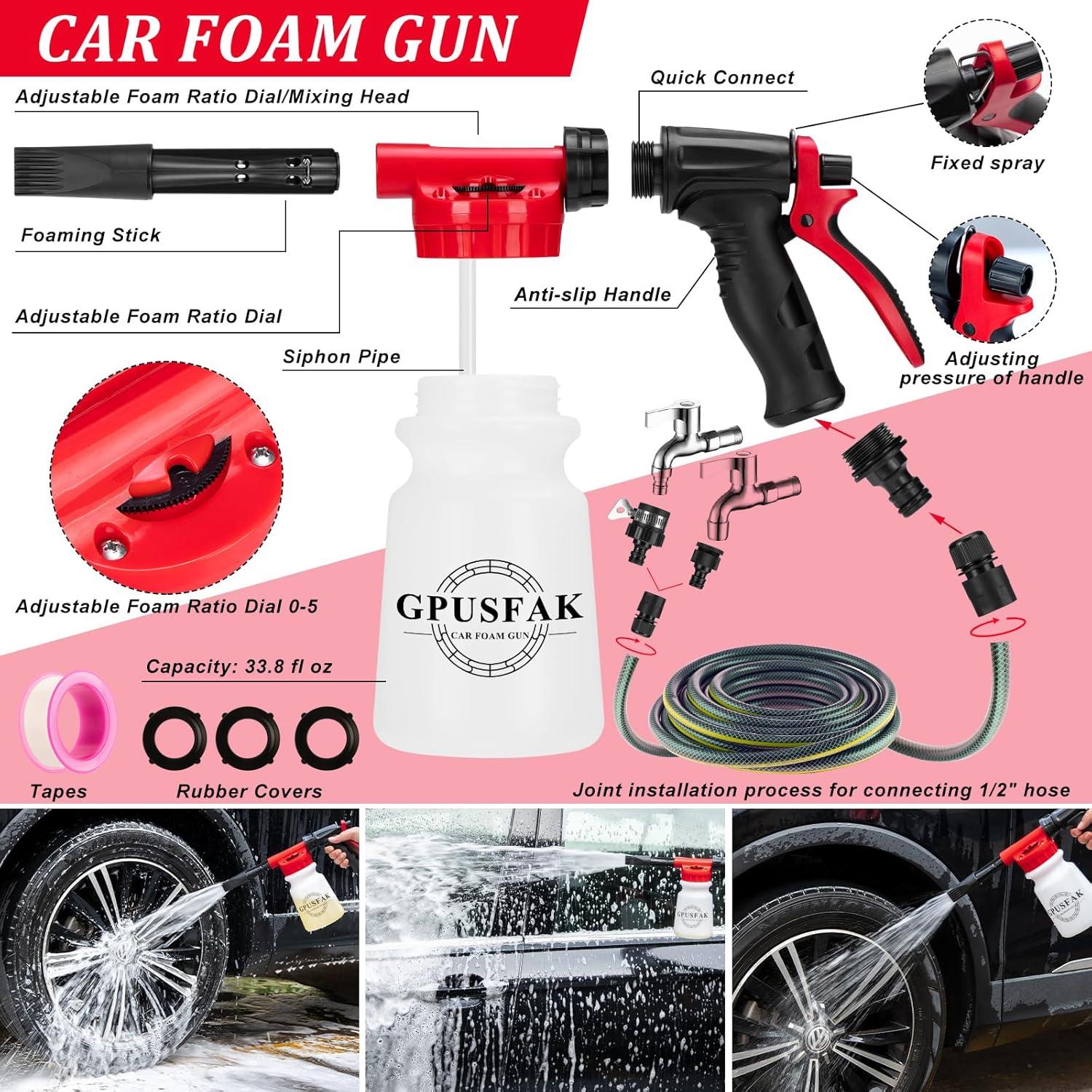 Kit de limpieza de coche 39 piezas GPUSFAK con pistola de espuma