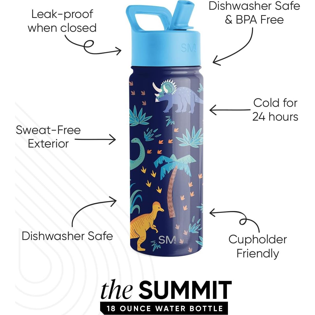 Botella de Agua Simple Modern 18oz Aislada Niños Jungla Jurásica