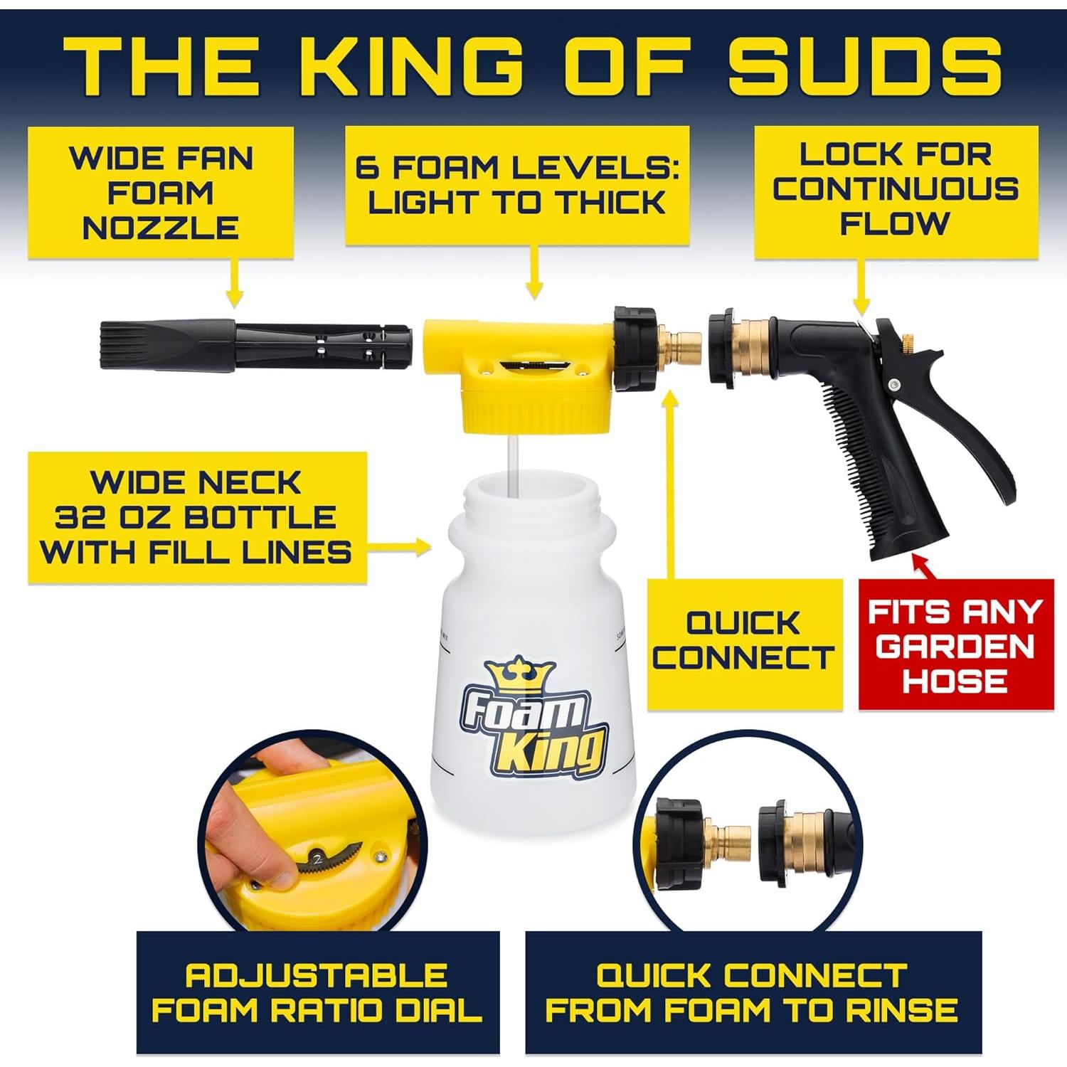 Pistola de Espuma Foam King Clean Car USA + Mitón y Toalla