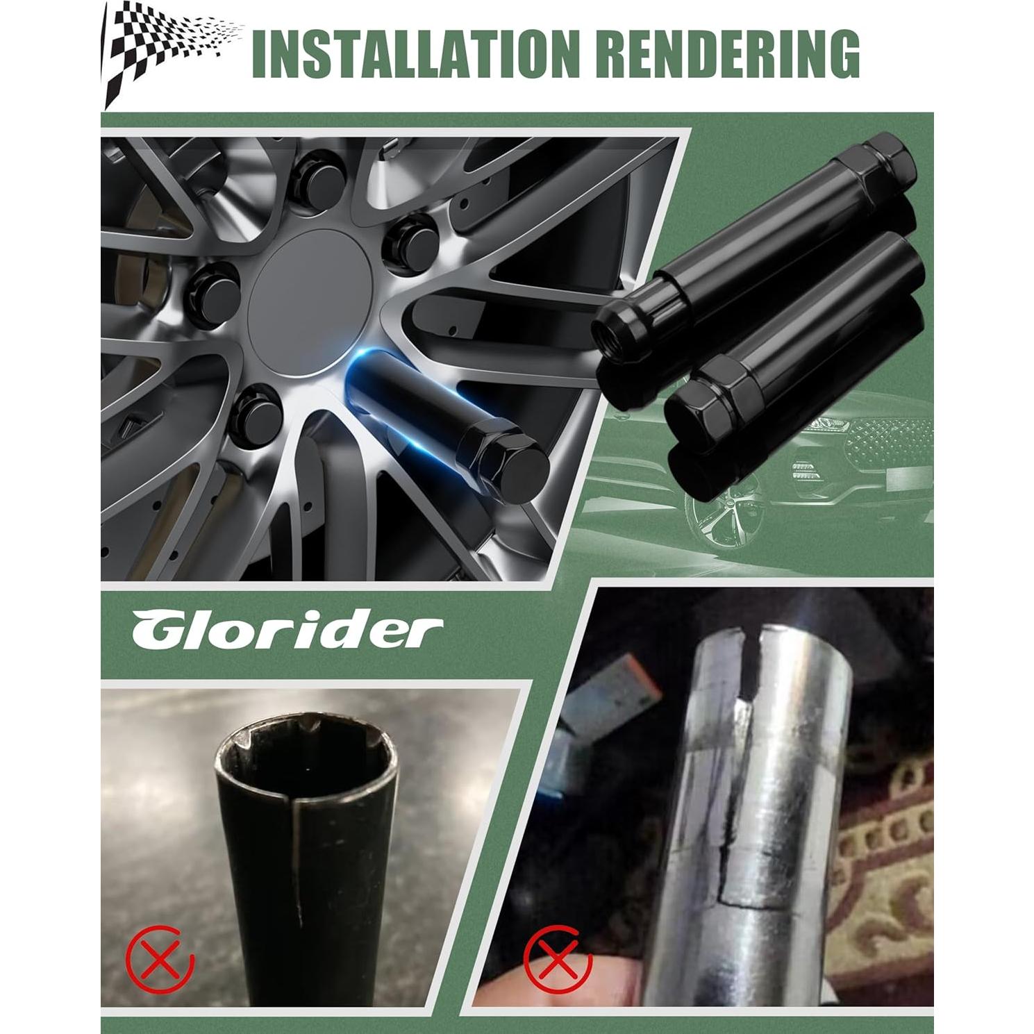 Llave de tuerca de perno 6 puntos Glorider 19mm 21mm negra