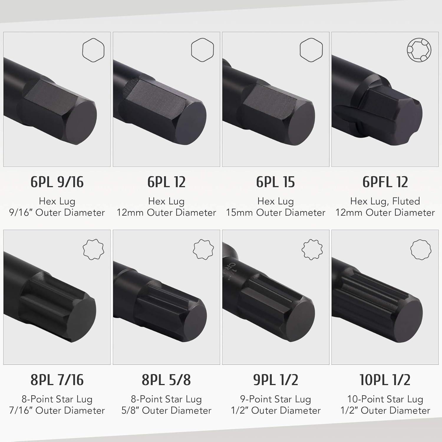 Conjunto de Llaves de Tuerca de Bloqueo 16 Piezas Orion Motor Tech