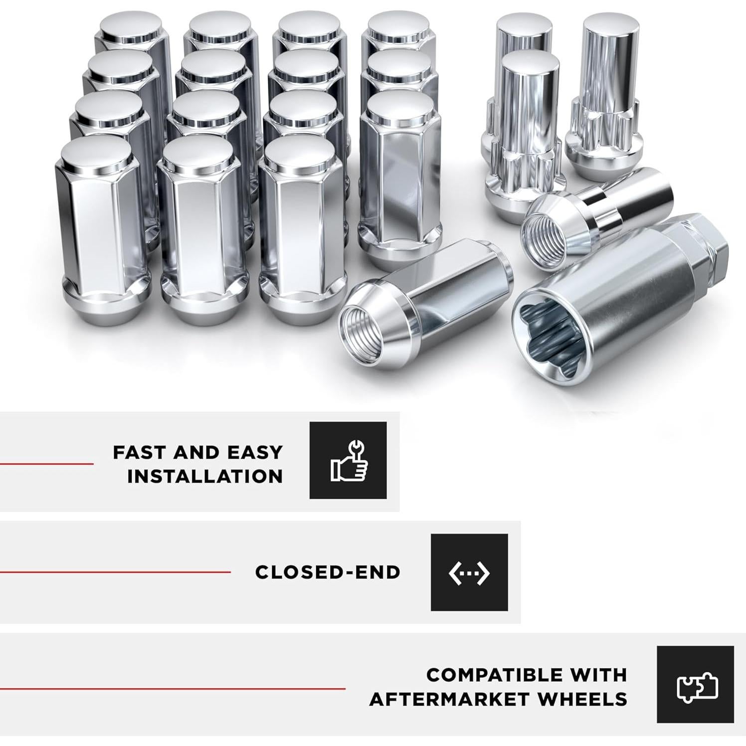 Kit de Tuercas de Rueda White Knight 791909XLAM Cromado M14x1.5