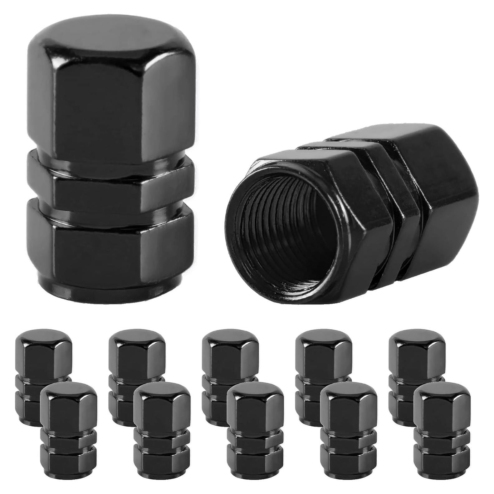Tapas de Válvula de Neumático JUSTTOP, 12 Piezas, Universal, Aluminio Negro