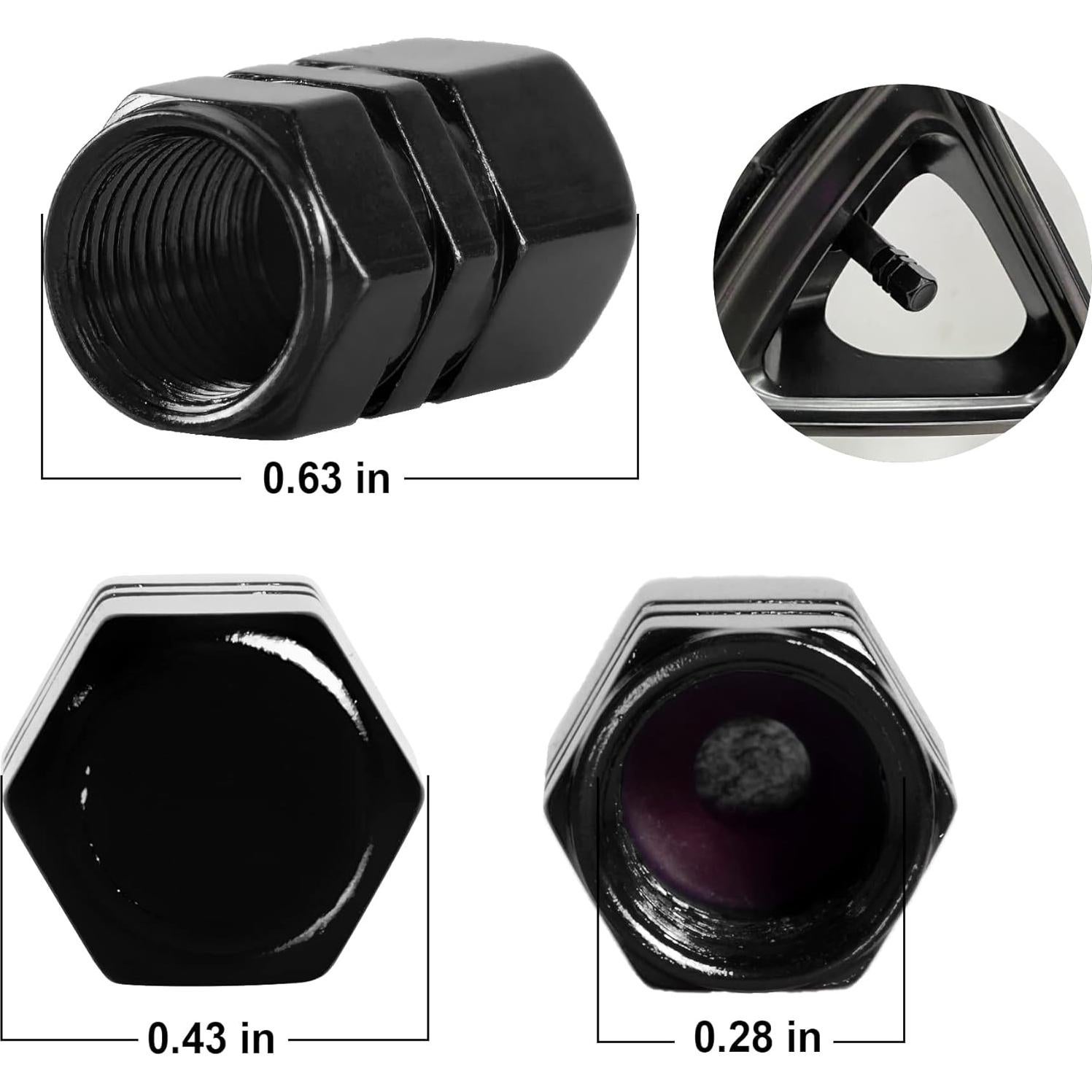 Tapas de Válvula de Neumático JUSTTOP, 12 Piezas, Universal, Aluminio Negro