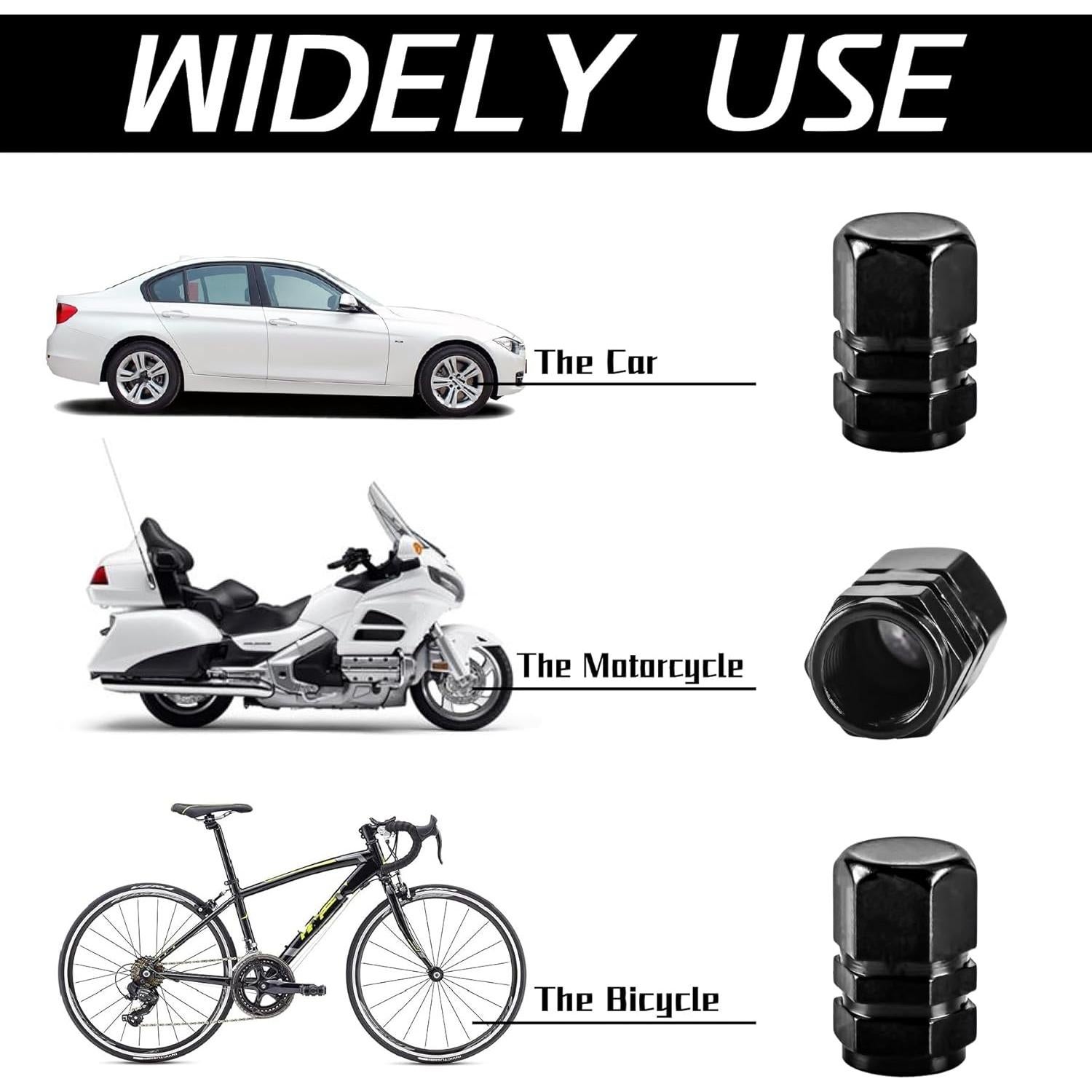 Tapas de Válvula de Neumático JUSTTOP, 12 Piezas, Universal, Aluminio Negro