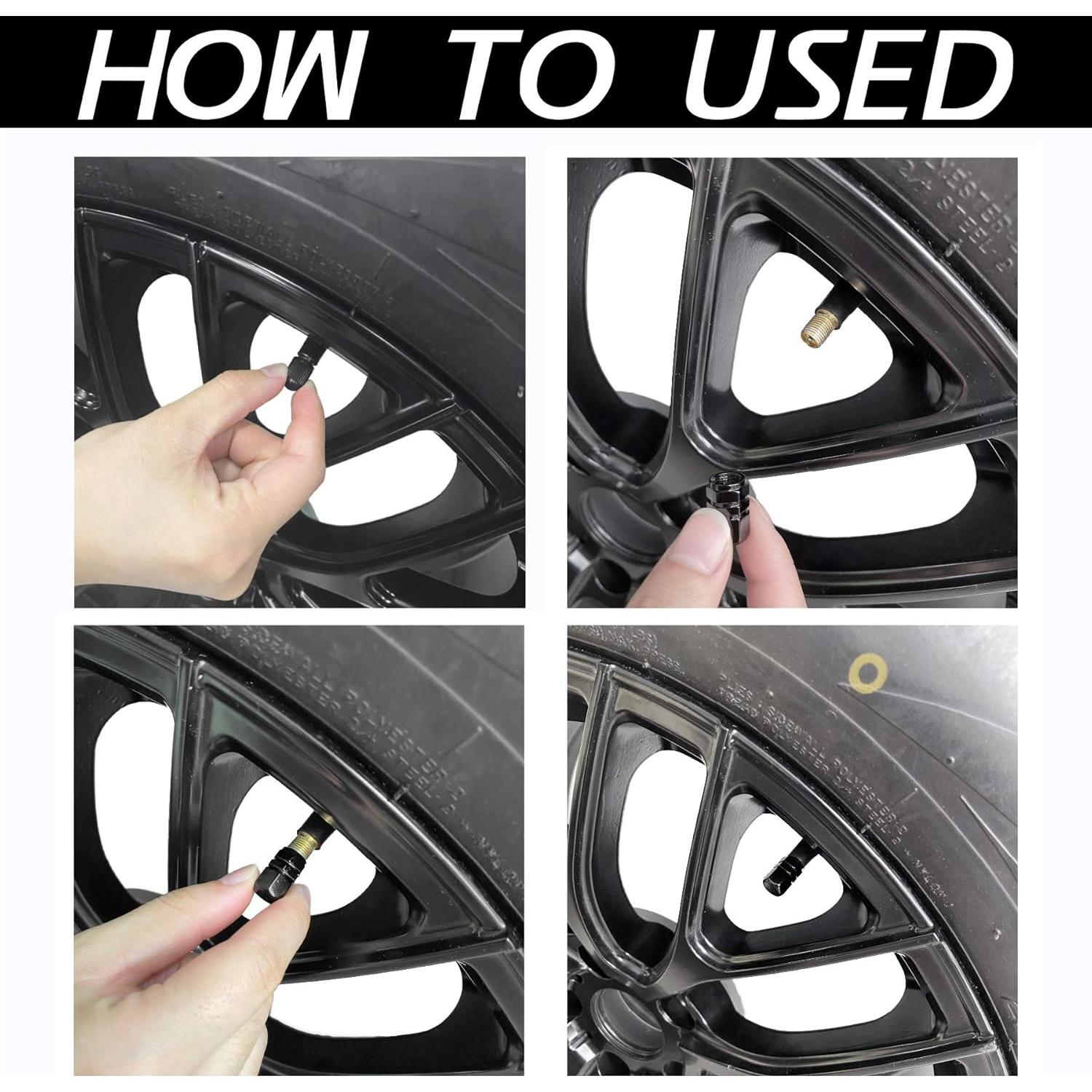 Tapas de Válvula de Neumático JUSTTOP, 12 Piezas, Universal, Aluminio Negro