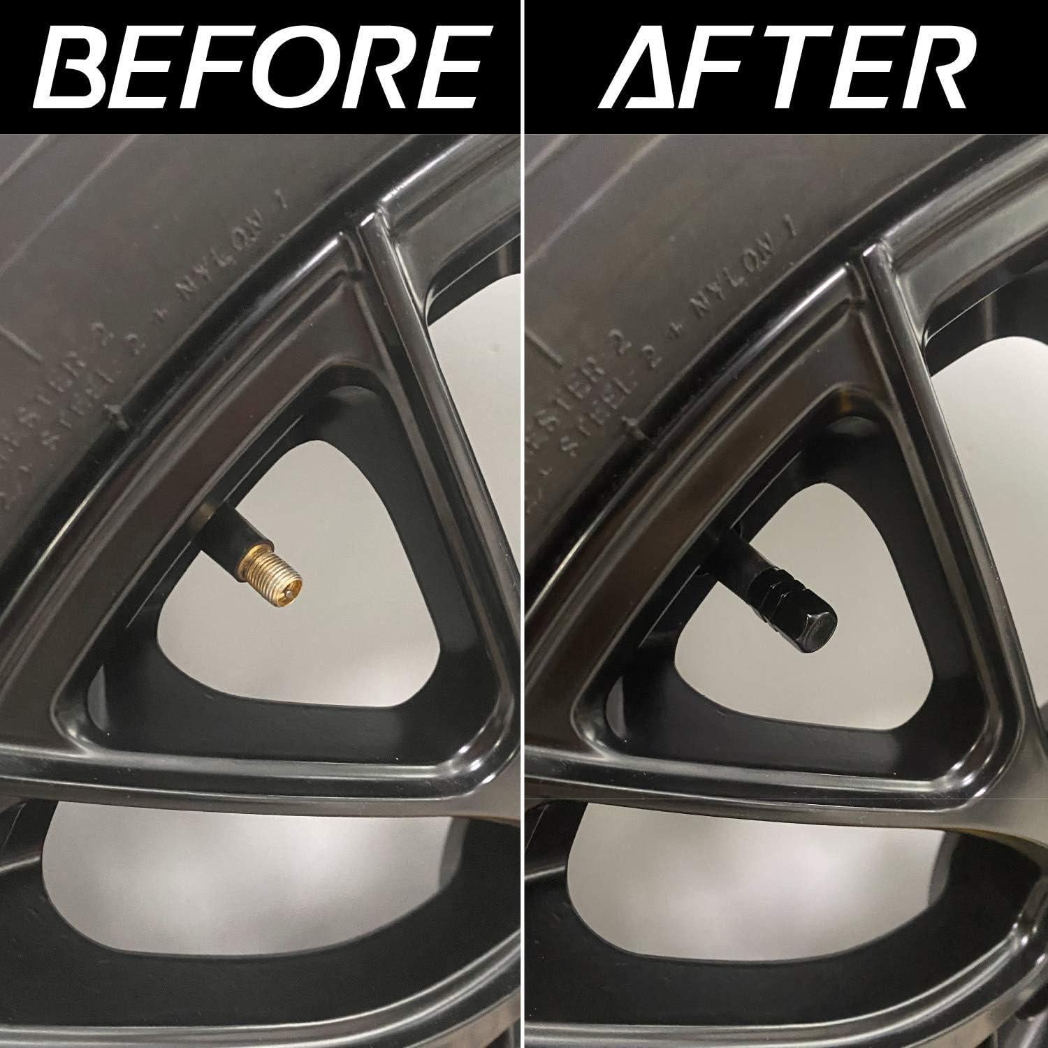 Tapas de Válvula de Neumático JUSTTOP, 12 Piezas, Universal, Aluminio Negro