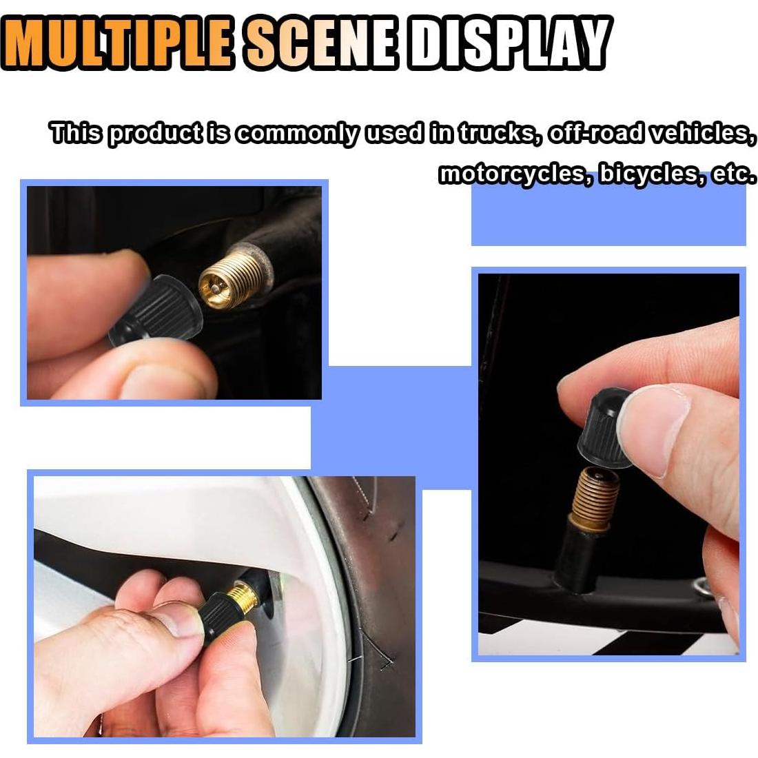 20 Tapones de Válvula de Neumático KITUREK - Universales Negros