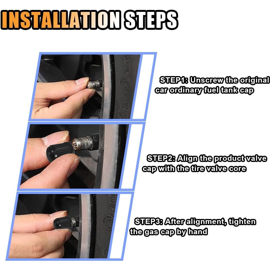 20 Tapones de Válvula de Neumático KITUREK - Universales Negros