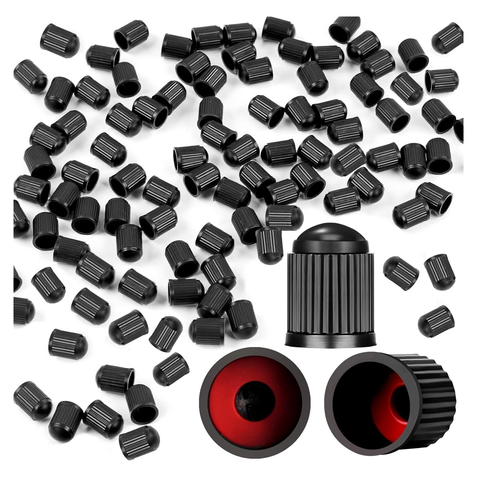 100 Tapones de Válvula de Neumático Guirnd con Anillo de Goma