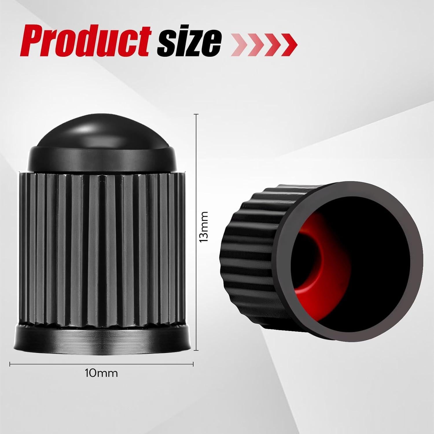 100 Tapones de Válvula de Neumático Guirnd con Anillo de Goma