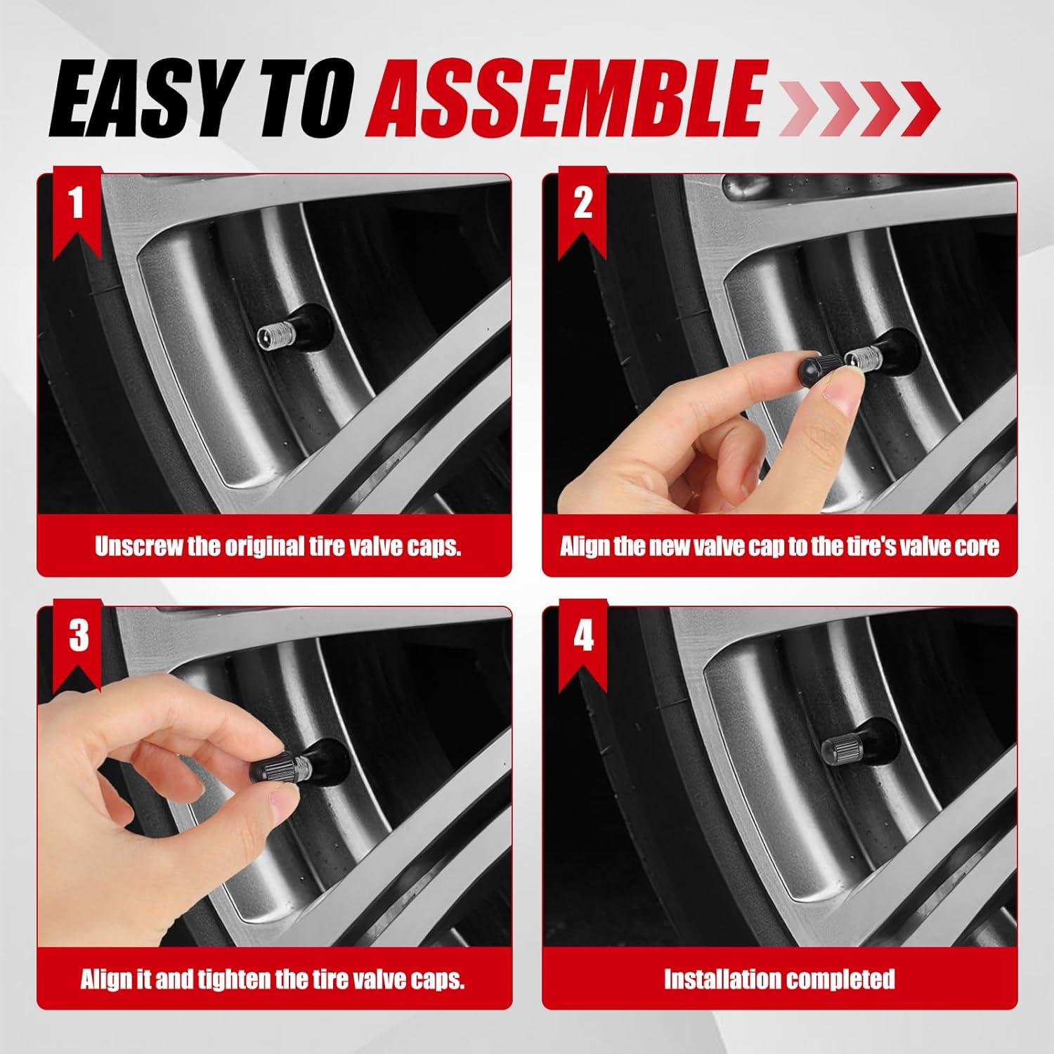 100 Tapones de Válvula de Neumático Guirnd con Anillo de Goma