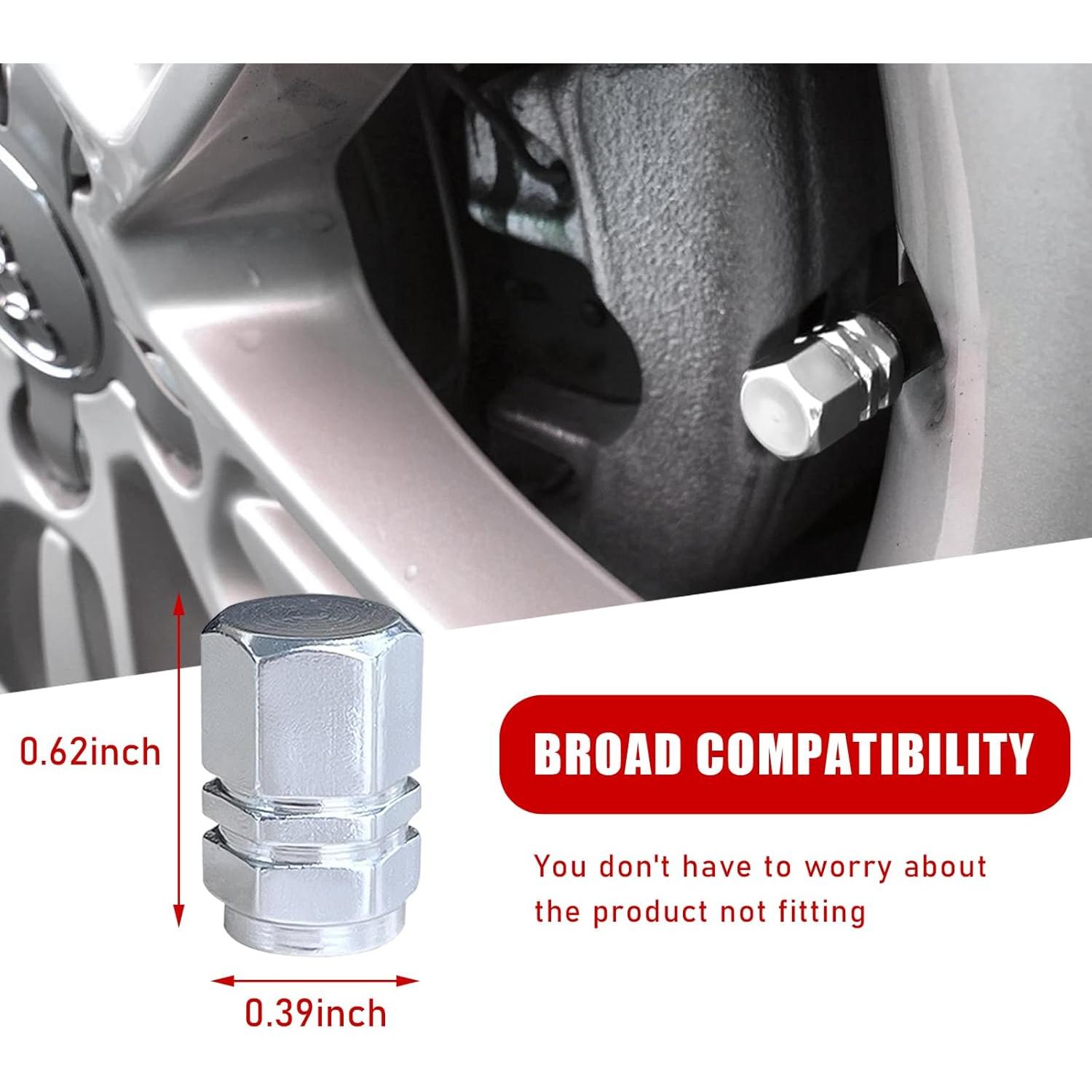 Ziciner Tapones de Válvula de Neumático de Aluminio 8 PCS Plata